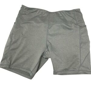 Avia Women's Size XL Gray Heather Bike Shorts Athletic Workout Stretch Pockets